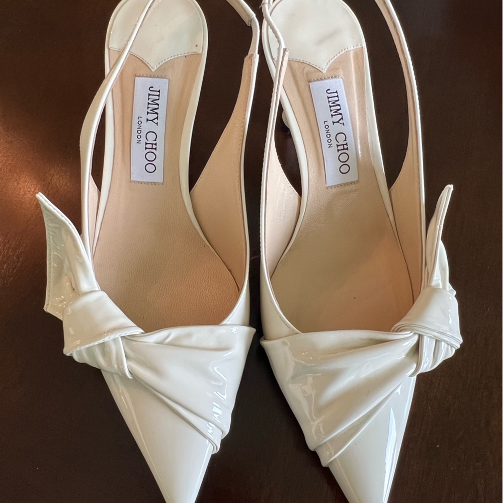 Jimmy Choo Cream Heels with Bow Detail